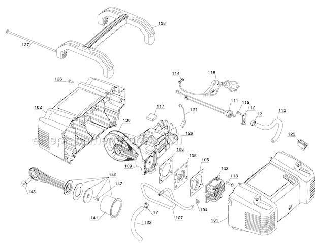 Page B Diagram and Parts List for C2002 Type 7 Porter Cable Compressor